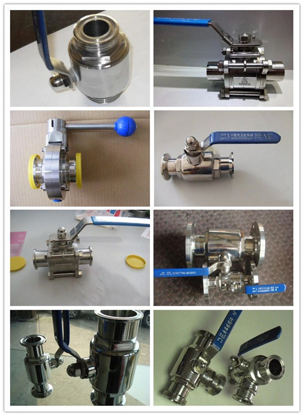 Three Piece Stainless Steel 304/316L Sanitary 3PC Clamp Ball Valve/Check/Diaphragm/Divert Seat/Sampling Valve 1"